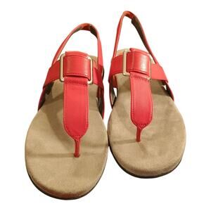 Life Stride Brooke Red Slip On Thong T-Strap Buckle Sandals Women's Size 9.5 EUC